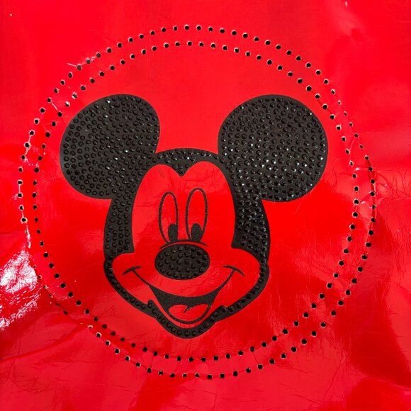 Mickey Mouse Disney Red Bedazzled Red Patent Leather Tote Bag - Picture 4 of 12